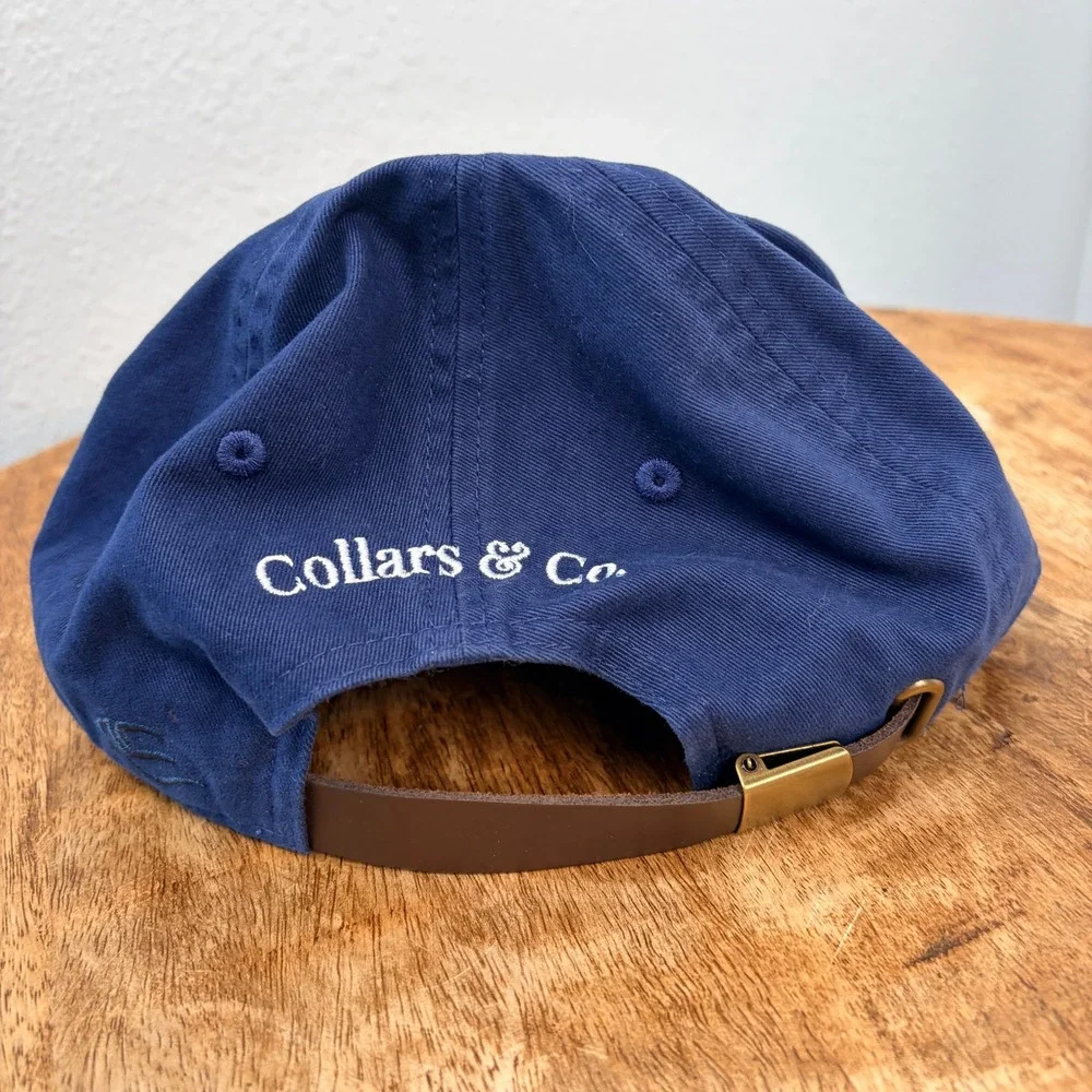 Collars & Co American Flag Leather Strap Hat OSFA Navy Blue PWT-100LTH